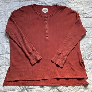Aerie Rust Waffle Knit Henley